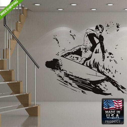 Surfer Wall Decal Ocean wave decor (Z173)