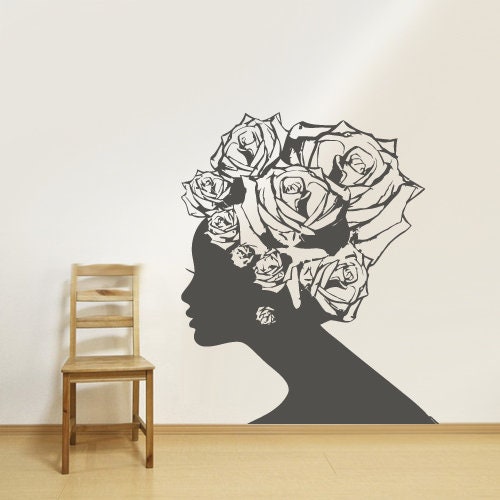 Afro Girl wall decal  African Woman  rz2773
