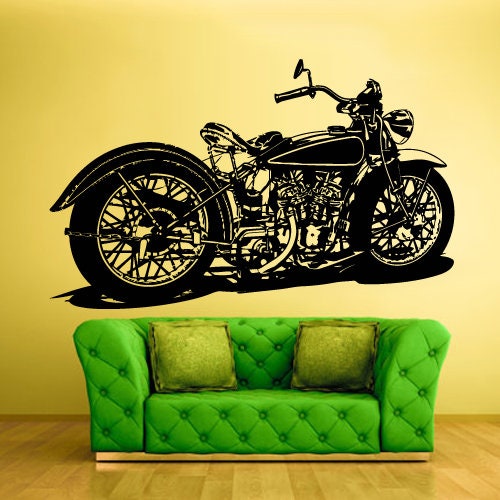 Classic Motorcycle Wall Decal Chopper Bike Moto Garage decor z801