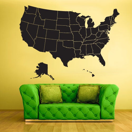 USA map wall decal  Z444