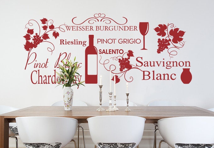 Wines names wall decal Italian Kitchen Cafe Restaurant decor  z1010