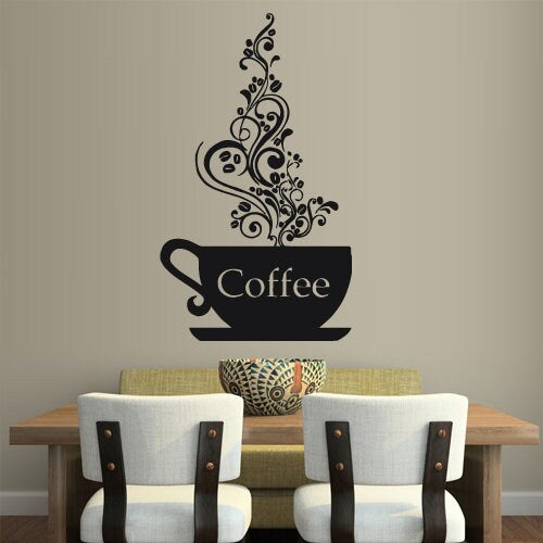 Coffee cup Wall decal Cafe Kitchen decor  z1791