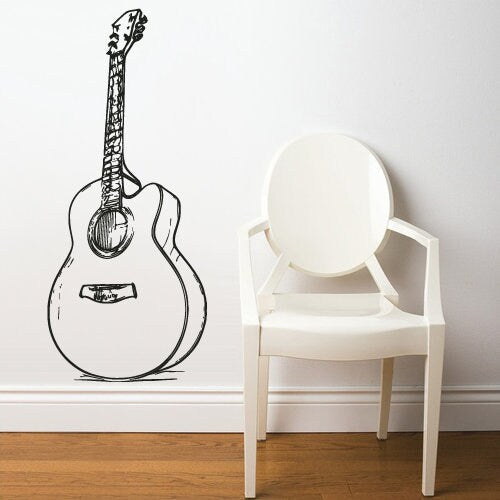 Acoustic Guitar Wall Decal Music Z2675