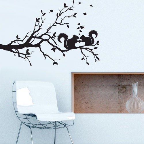 Tree Branch Squirrel Wall Decal  z2712