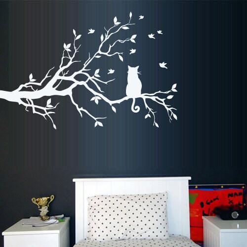 Tree Branch Cat Wall Decal z3156