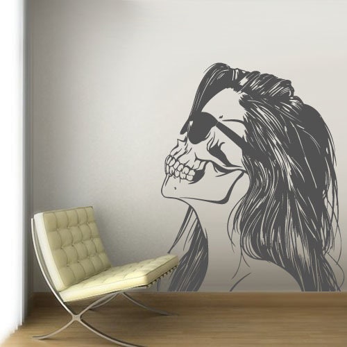 Skull Girl Wall decal Victorian Zombi  zvr3121