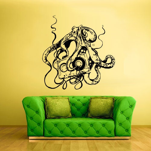 Octopus with audio cassette Wall Decal z1471