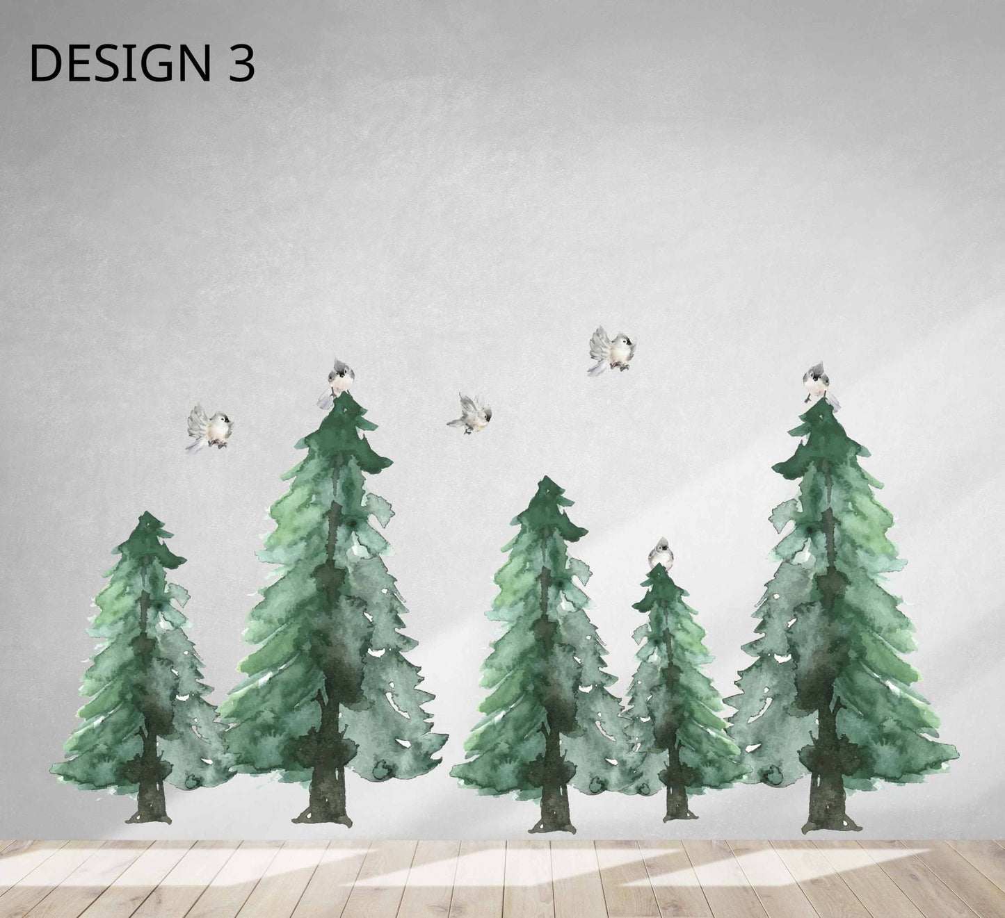 Pine Tree Forest Wall Decals Woodland Large Kids Nursery, LF008