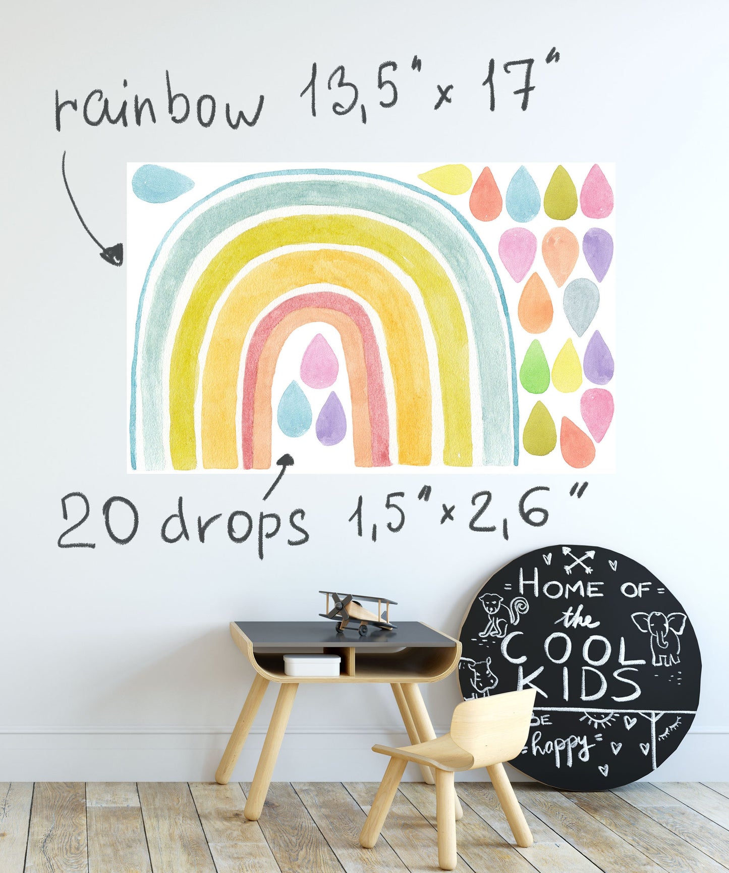 Rainbow wall decals Color Nursery Decor Stickers, LF013