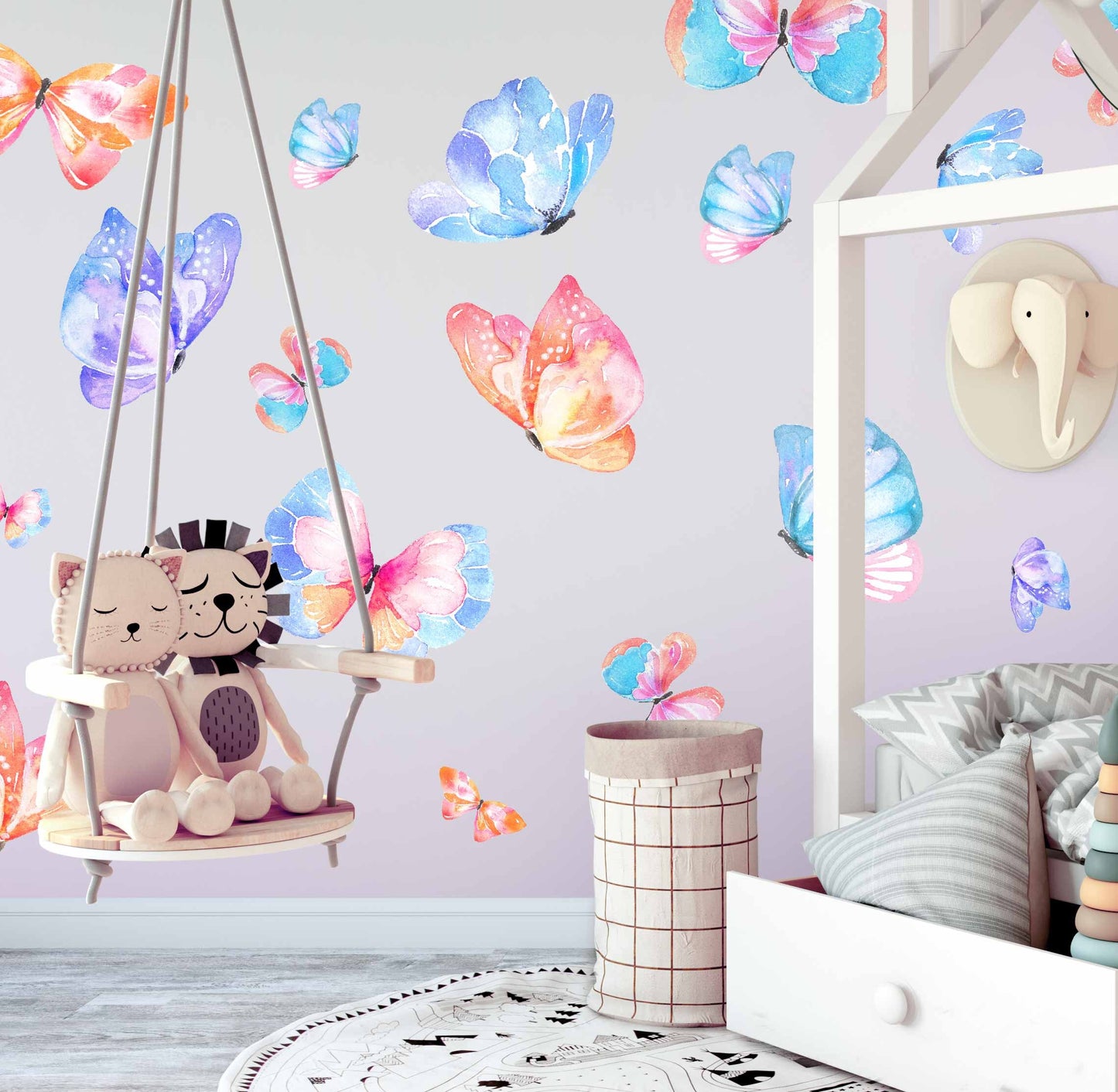 Butterfly Wall Decal Stickers Watercolor Nursery girls pink room, LF015