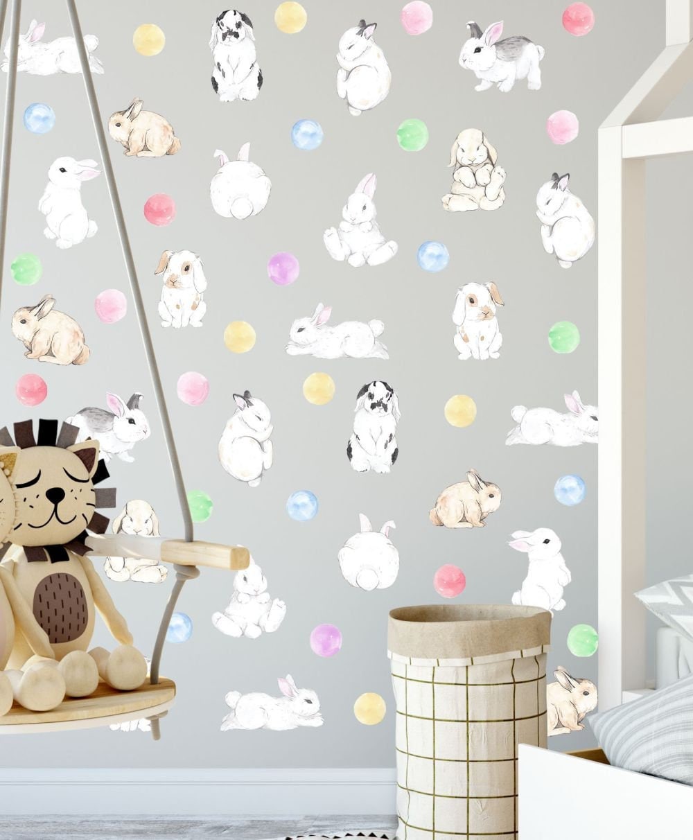 Bunny Wall Decal Stickers, Polka Dots Color,  LF045