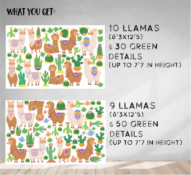 Alpaca Wall Decals Llama Cactus Stickers, LF077
