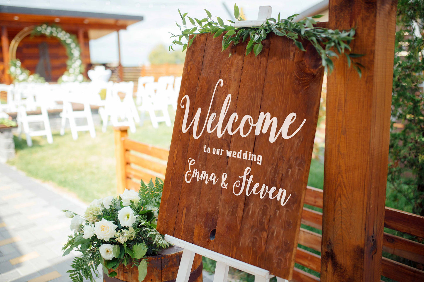 Wedding Welcome Sign Vinyl Stickers Custom Name Size Party decor, LF113