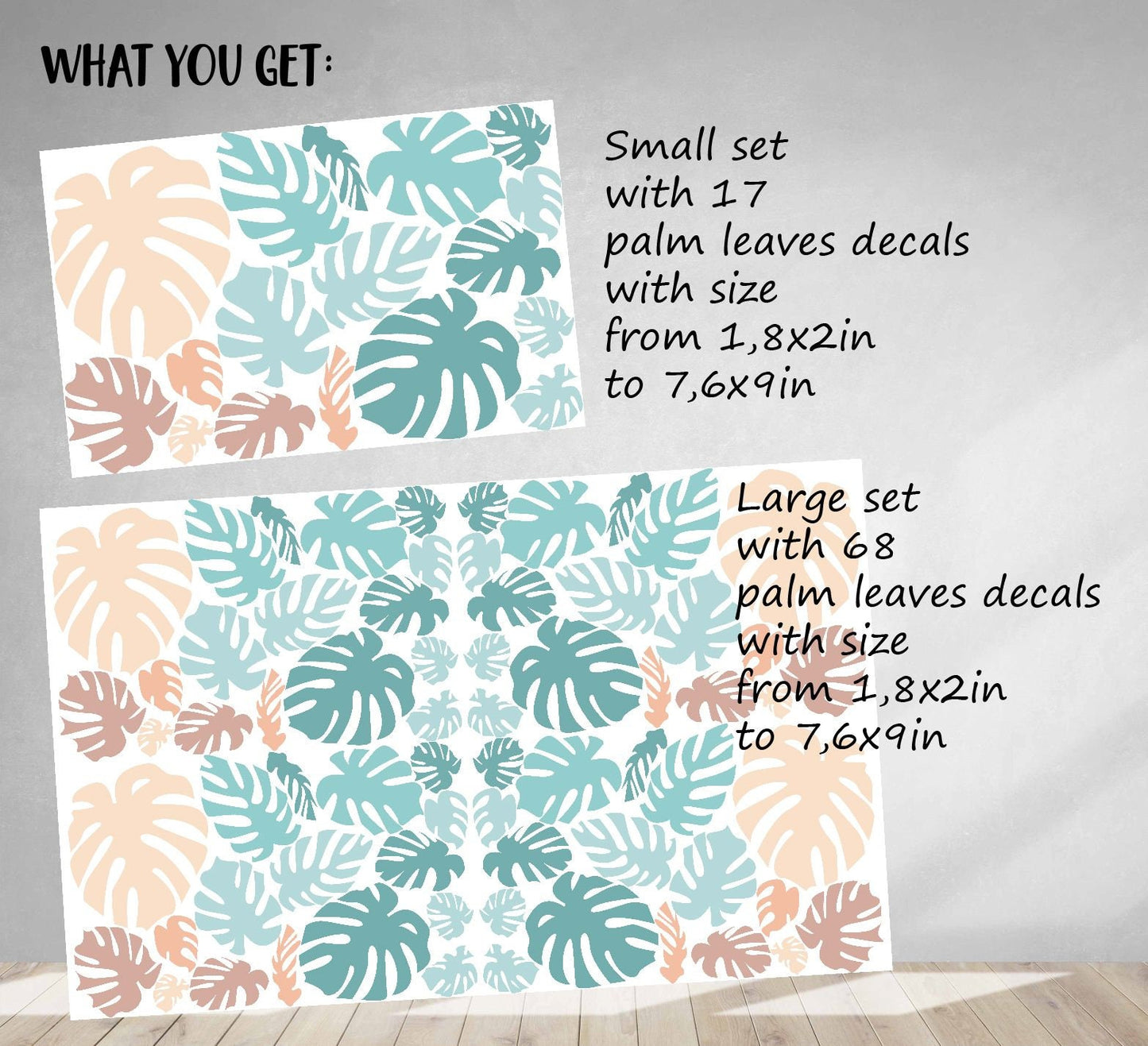 Palm Leaves Wall Decals Banana Greenery Stickers, LF129