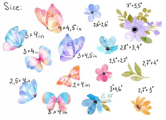 Flower Wall Decals Butterfly Stickers, LF153