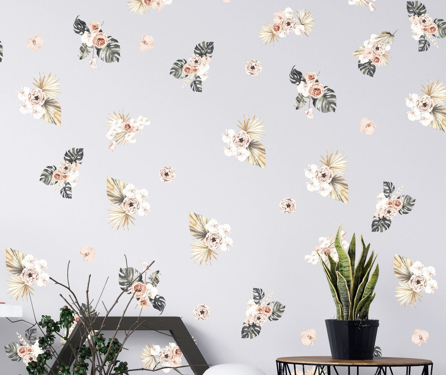 Floral Wall decals Peony Orchid Flowers Roses Stickers, LF170
