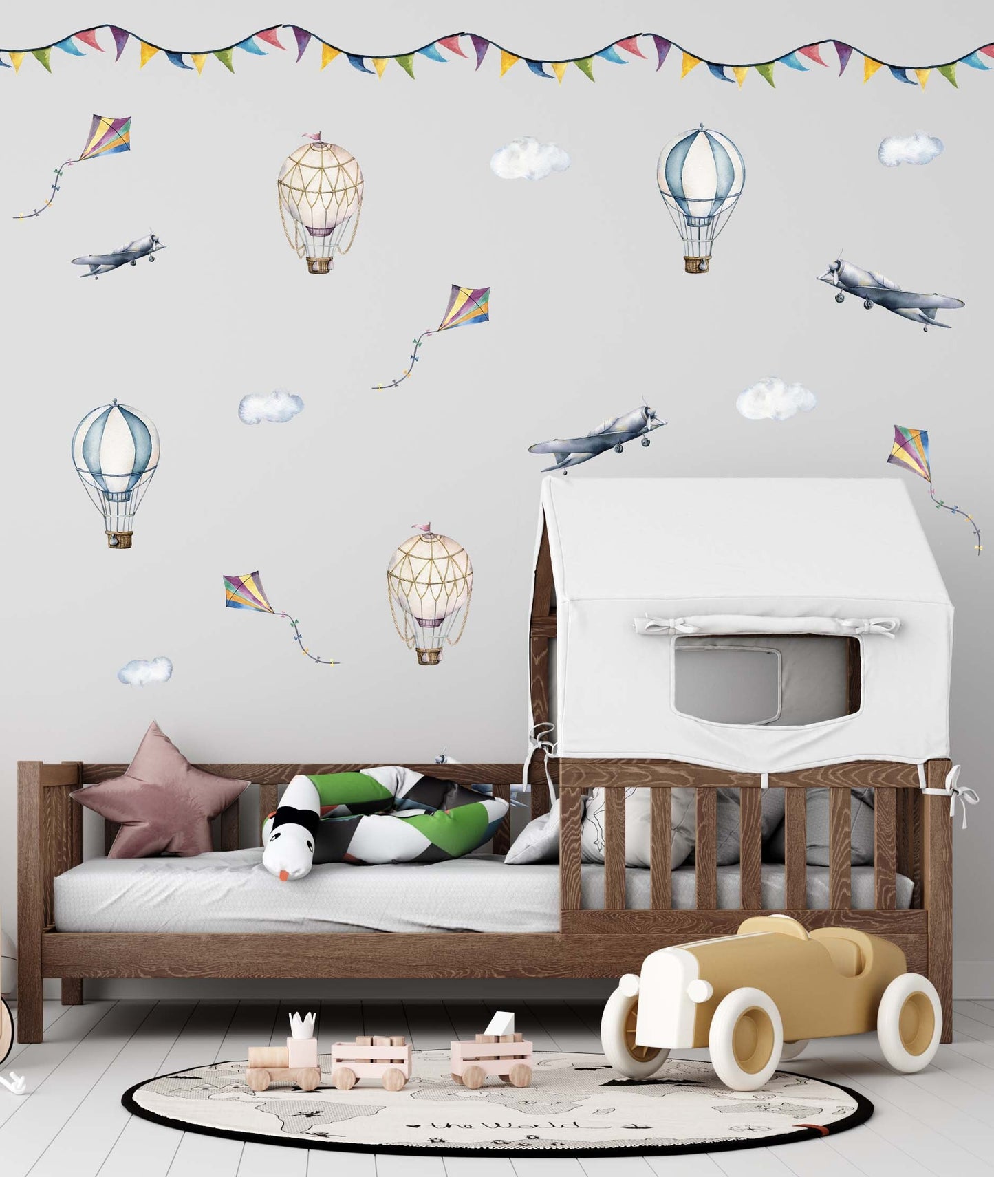 Hot Air Balloon Wall Decals  Stickers Airplane Retro, LF174