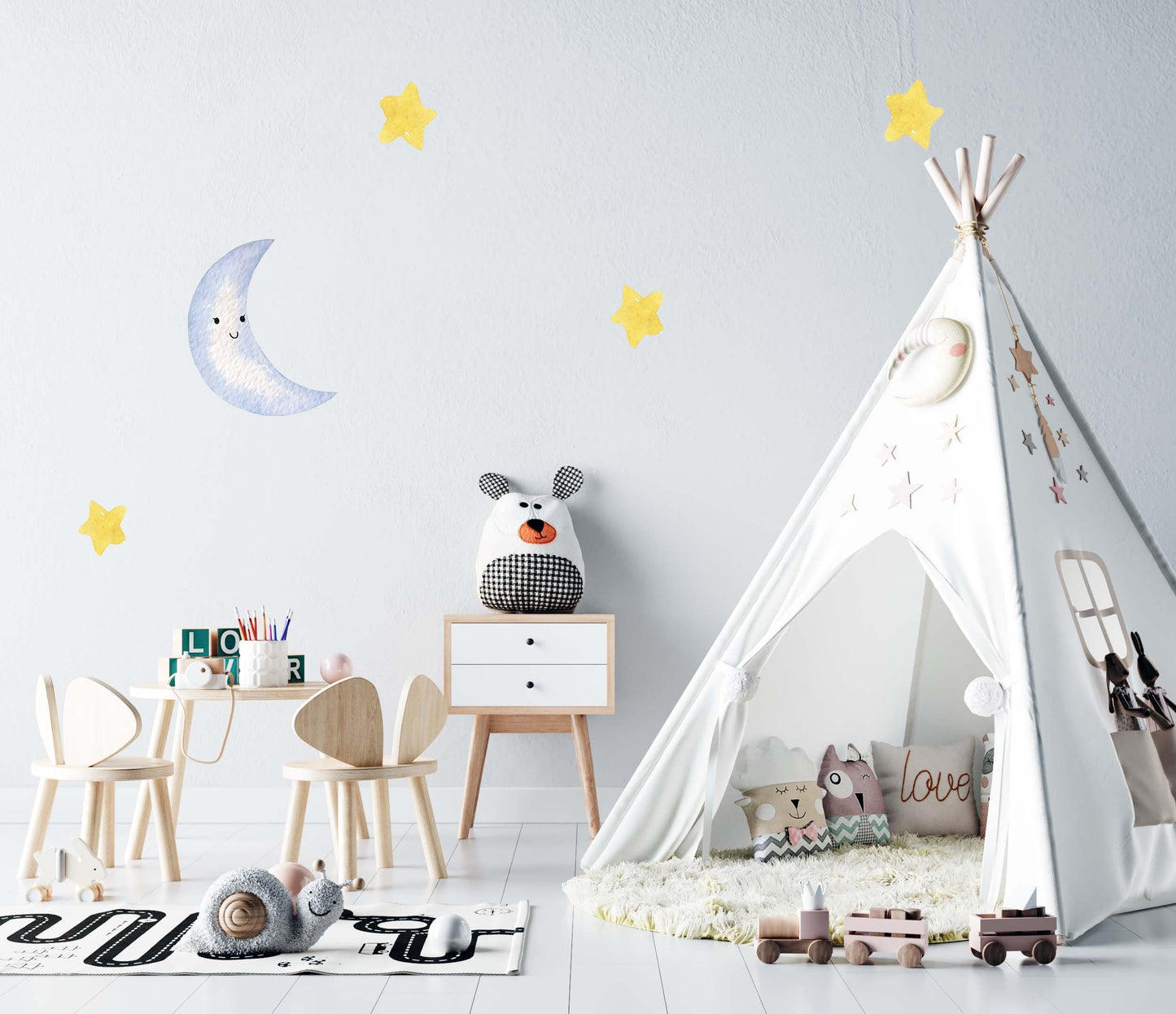 Star Wall Decals Moon Stickers Yellow, LF206