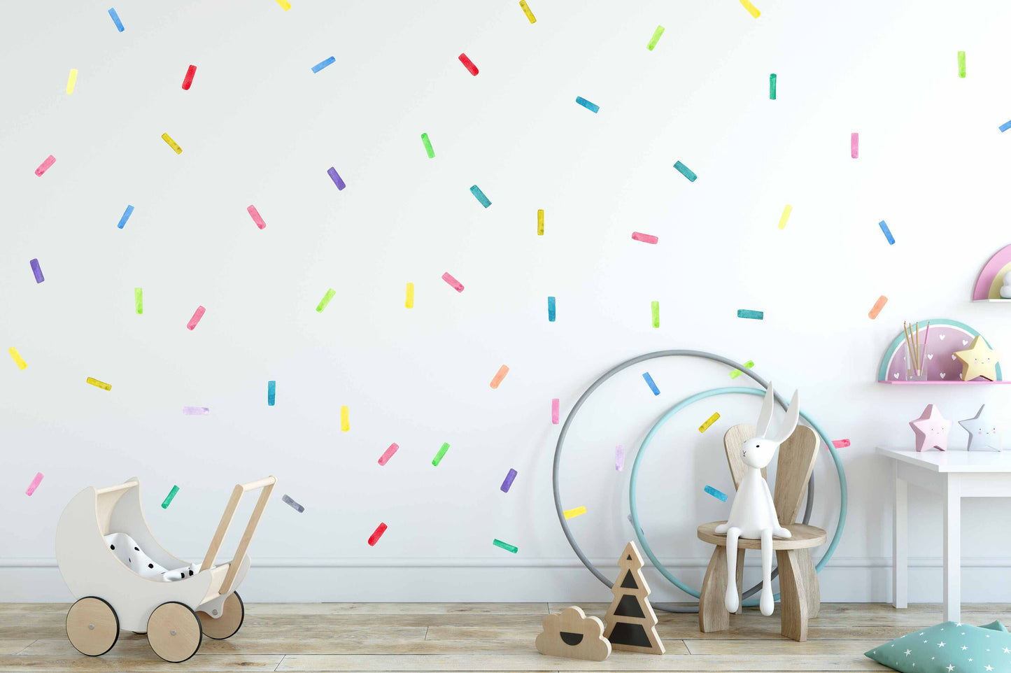 Sprinkle Wall Decals Rainbow Color Polka Dots, LF210