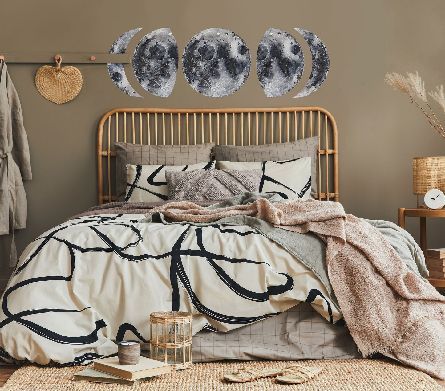 Moon Phases Wall Decals Gray Stickers,  LF218
