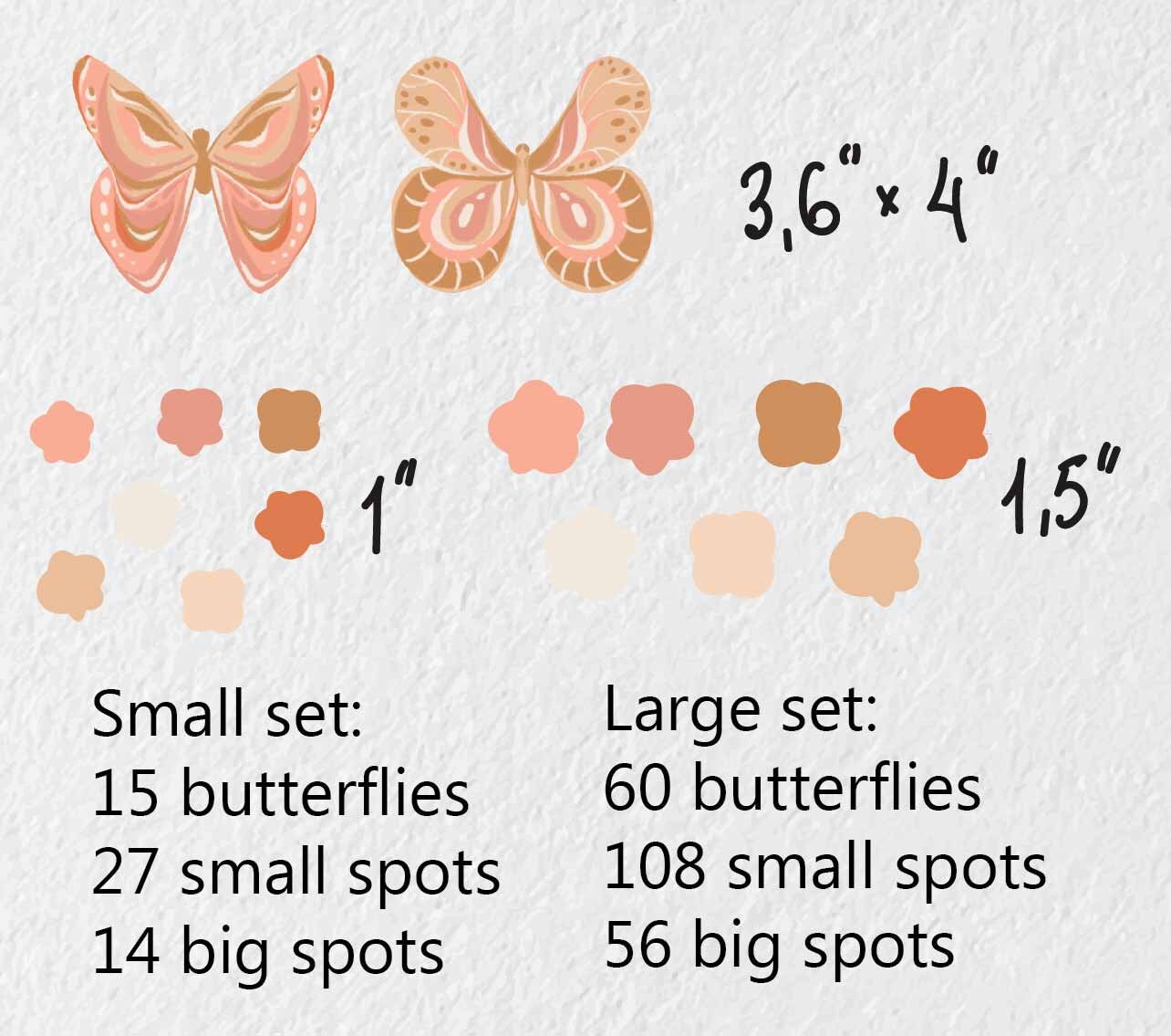 Flower Polka Dots Wall Decals Butterfly Sticker Nursery Decor, LF230