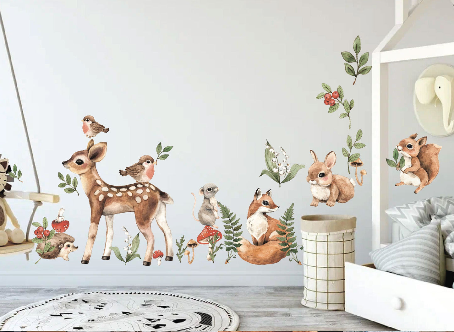 Woodland Animals Wall Decals Forest Stickers Cottagecore, LF050