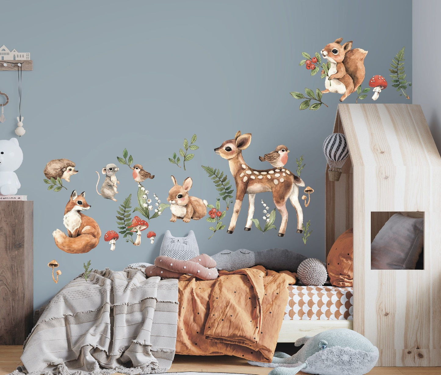 Woodland Animals Wall Decals Forest Stickers Cottagecore, LF050