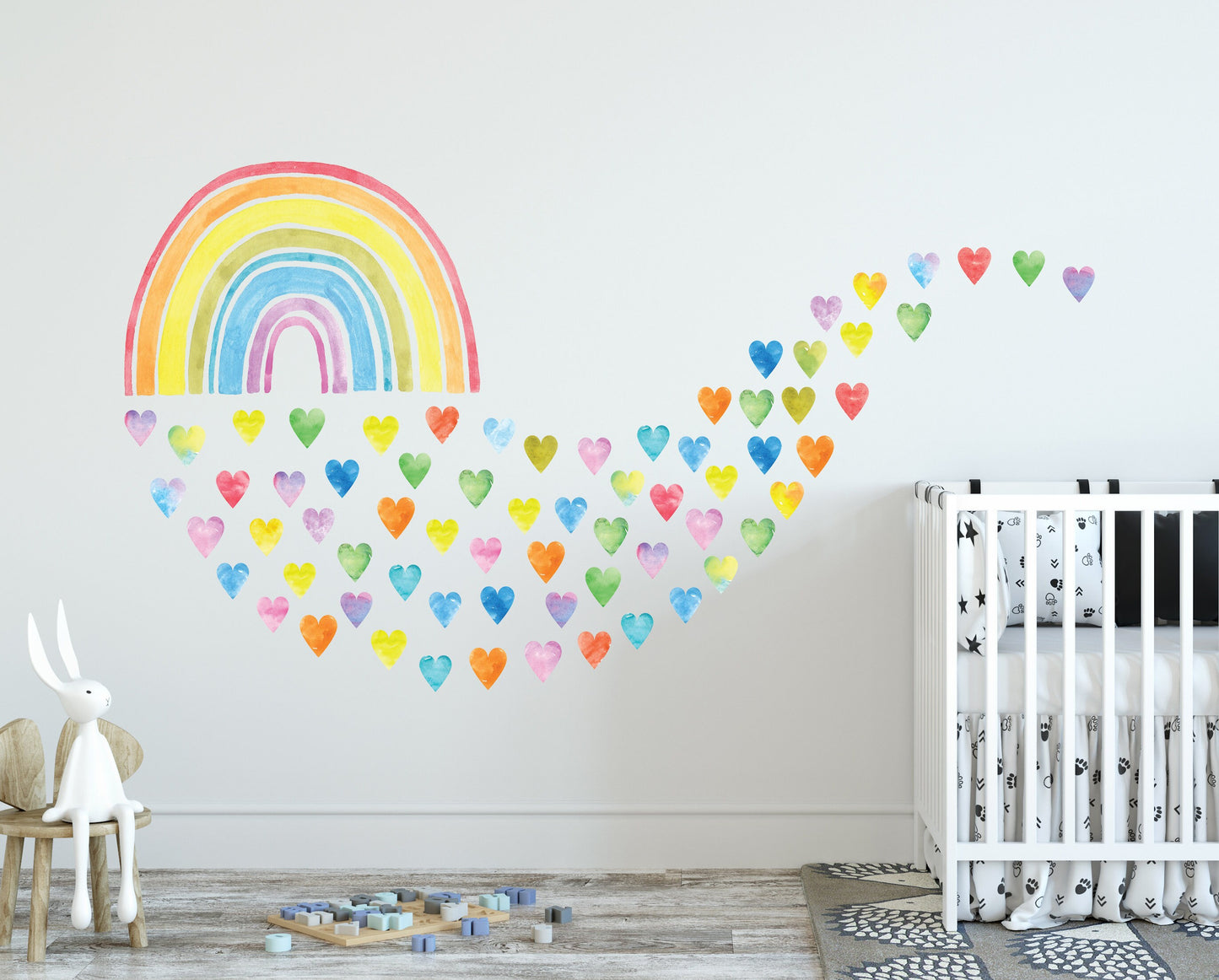 Colorful Rainbow Wall Decal Hearts Stickers, LF162