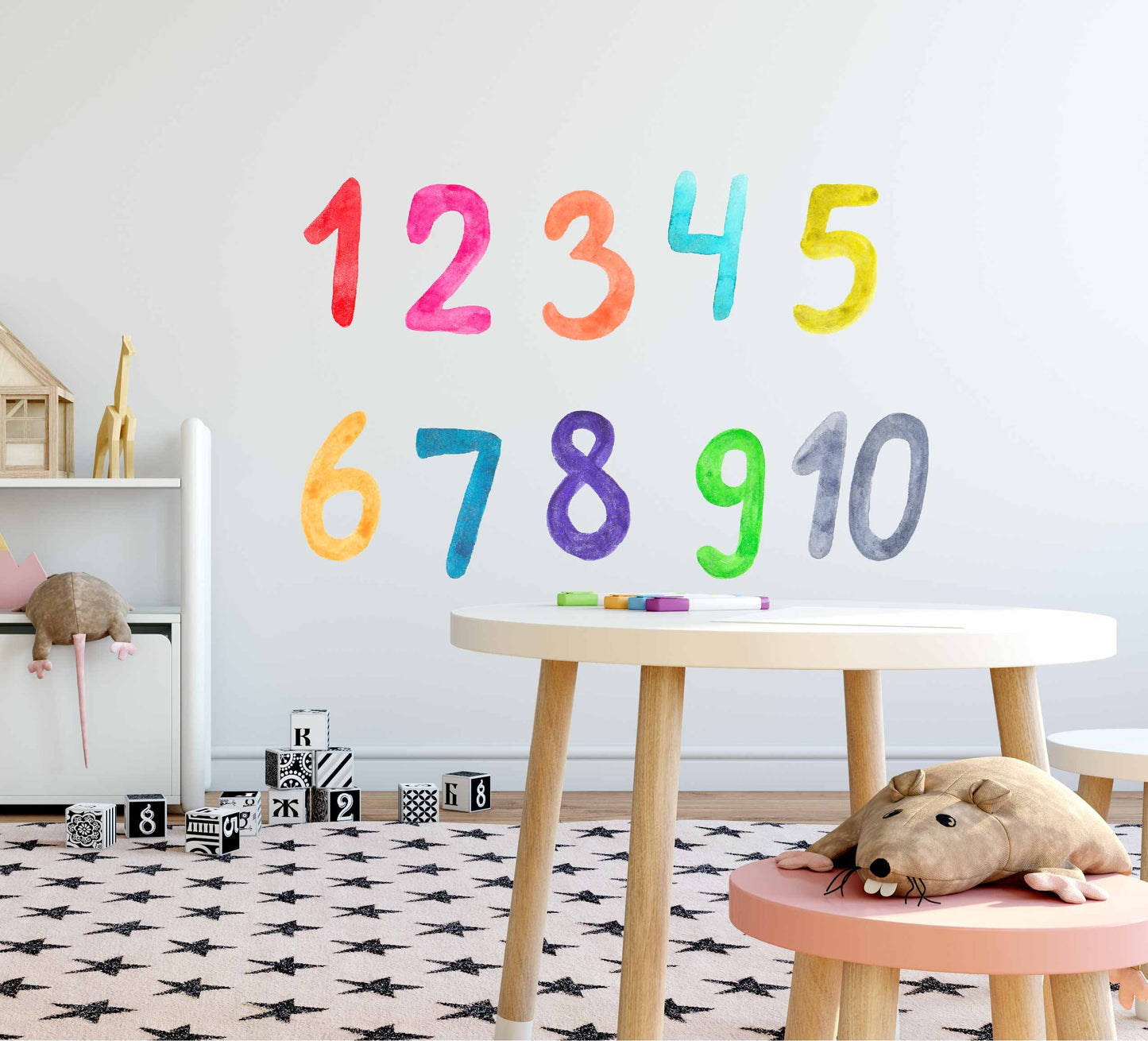 Rainbow Numbers Wall Decals Kids Room Decor  Sprinkle Polka Dots learn to count School Stickers, LF172