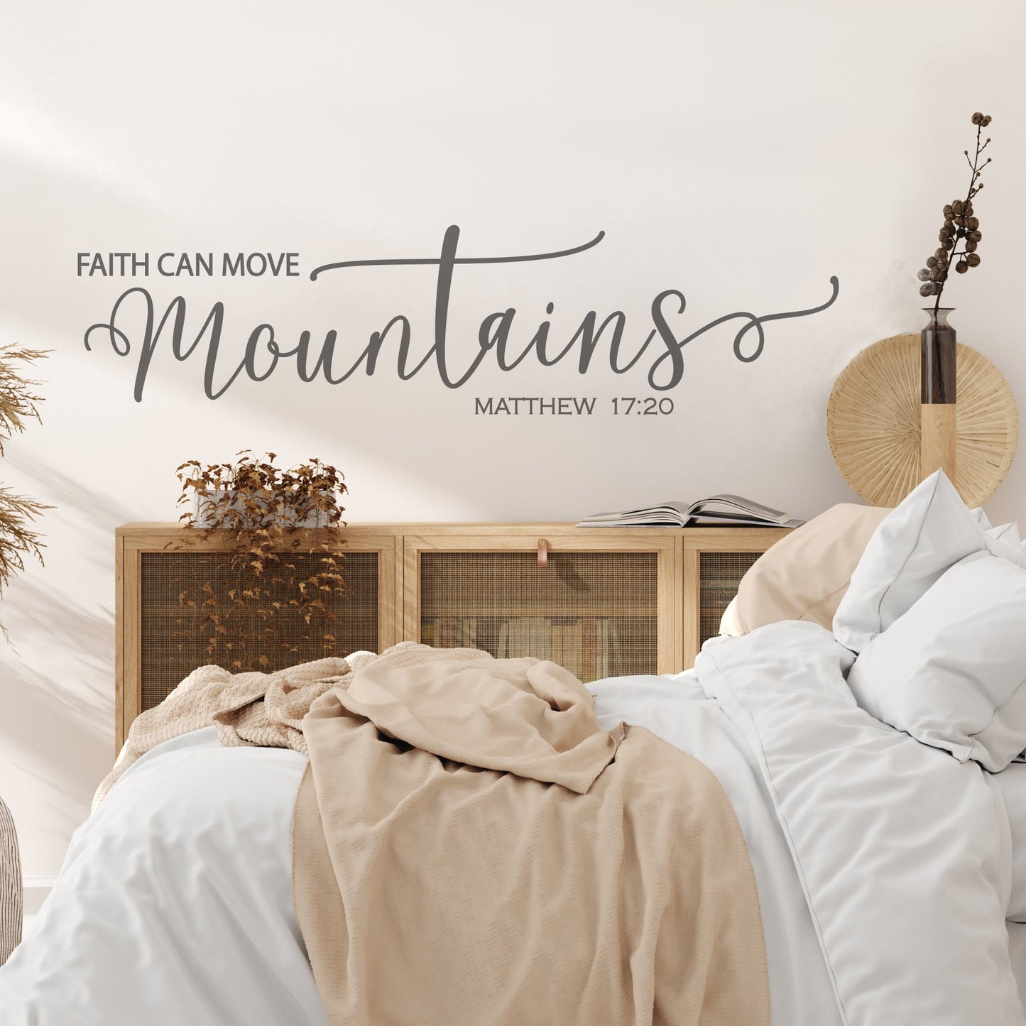 Faith can move mountains matthew 17:20 text wall decal quote sticker, LF220
