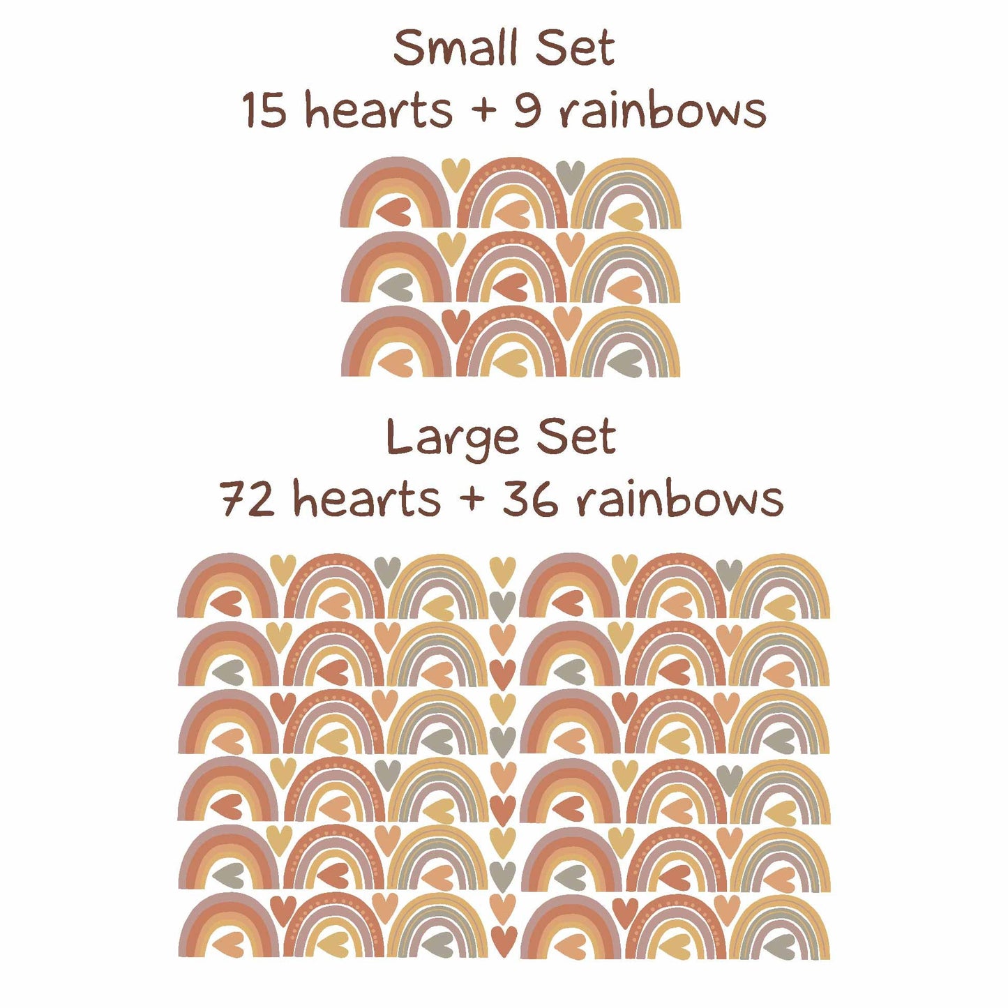 Rainbow Wall decals Heart Stickers Boho Children Room Decor, KL0009