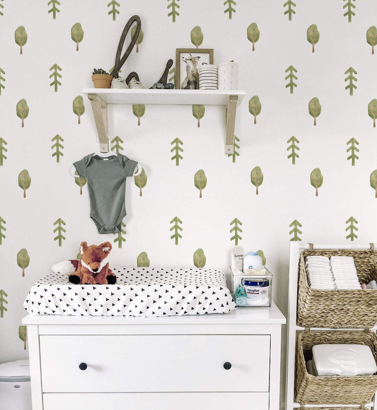 Green Tree Wall Decals Woodland Forest Stickers Pine Fir tree, LF231