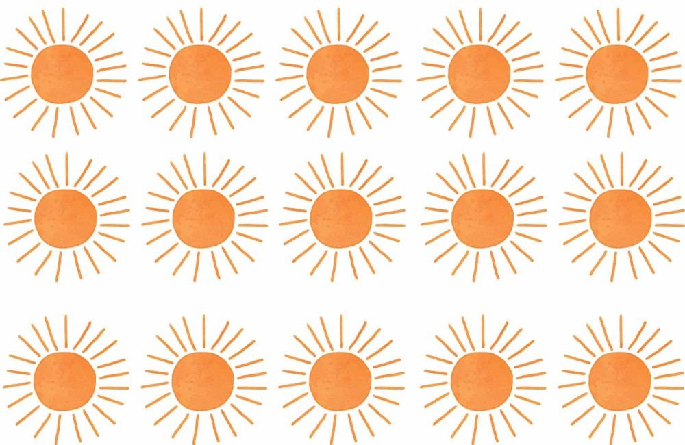 Sun Wall Decal Boho Orange Sticker, LF241