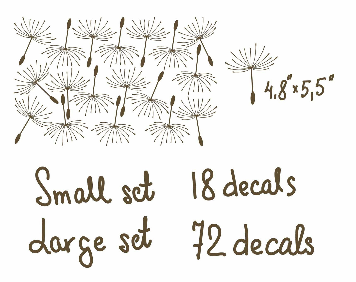 Dandelion Seed Boho Wall Decal Flower Stickers Cottagecore, LF243
