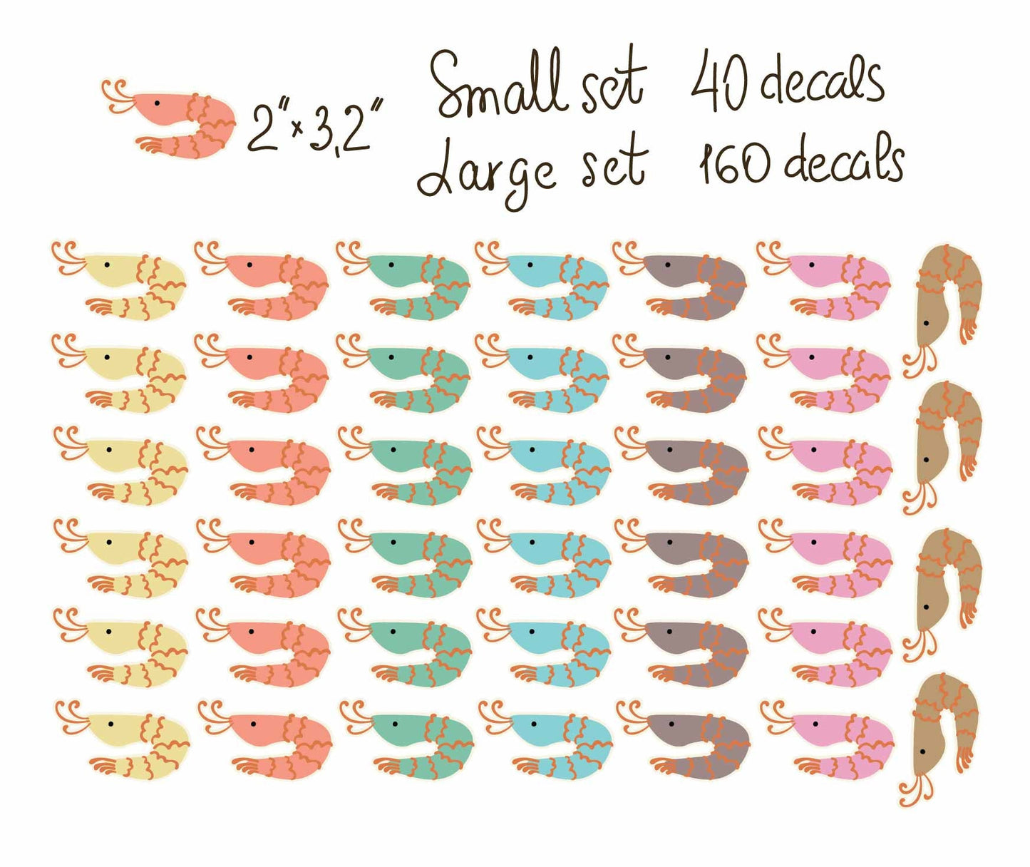 Shrimp Wall Decals Color Sea Life Animals sticker, LF244