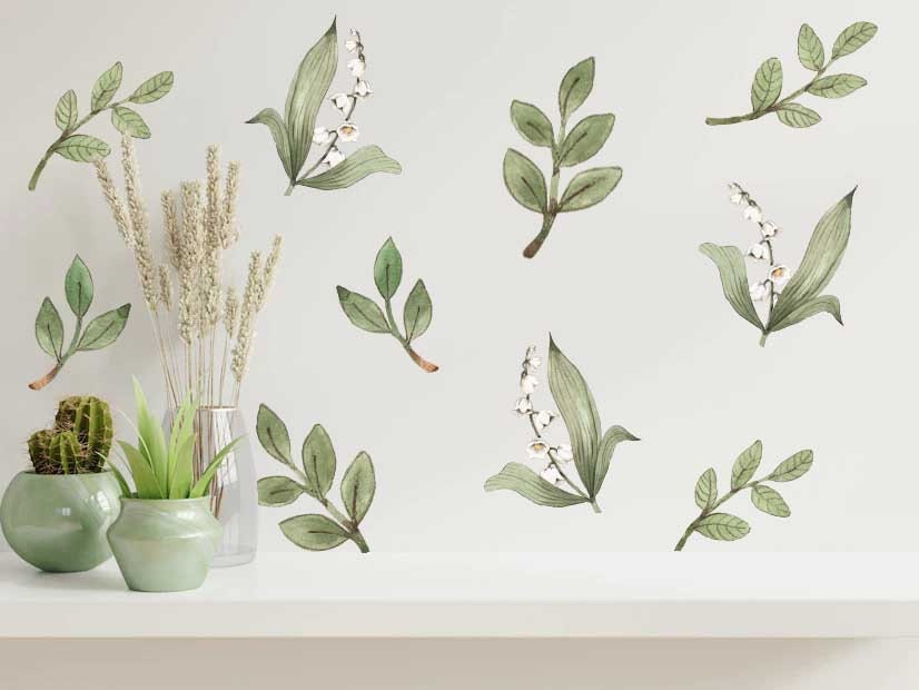 Green Wall Decals Flower stickers Lily of the Valley,  KL0015