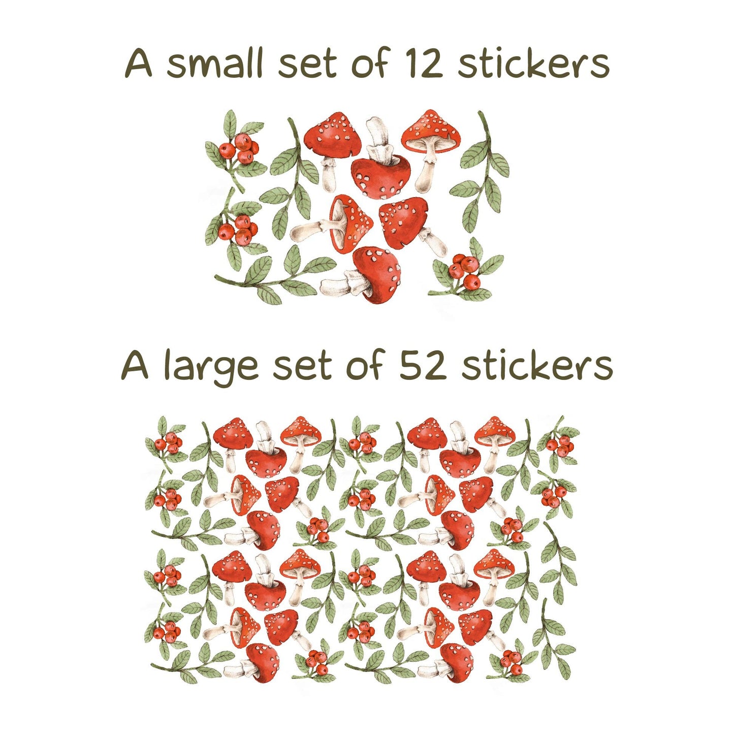 Wall stickers Greenery Leaves forest mushrooms berries decals, KL0017