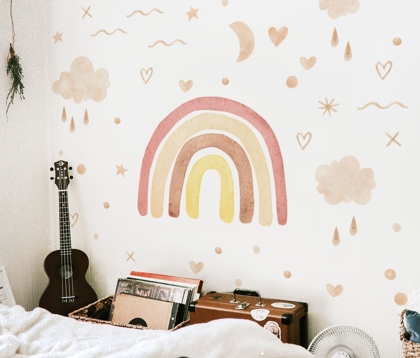 Rainbow Wall Decals Stars Clouds Stickers, LF256