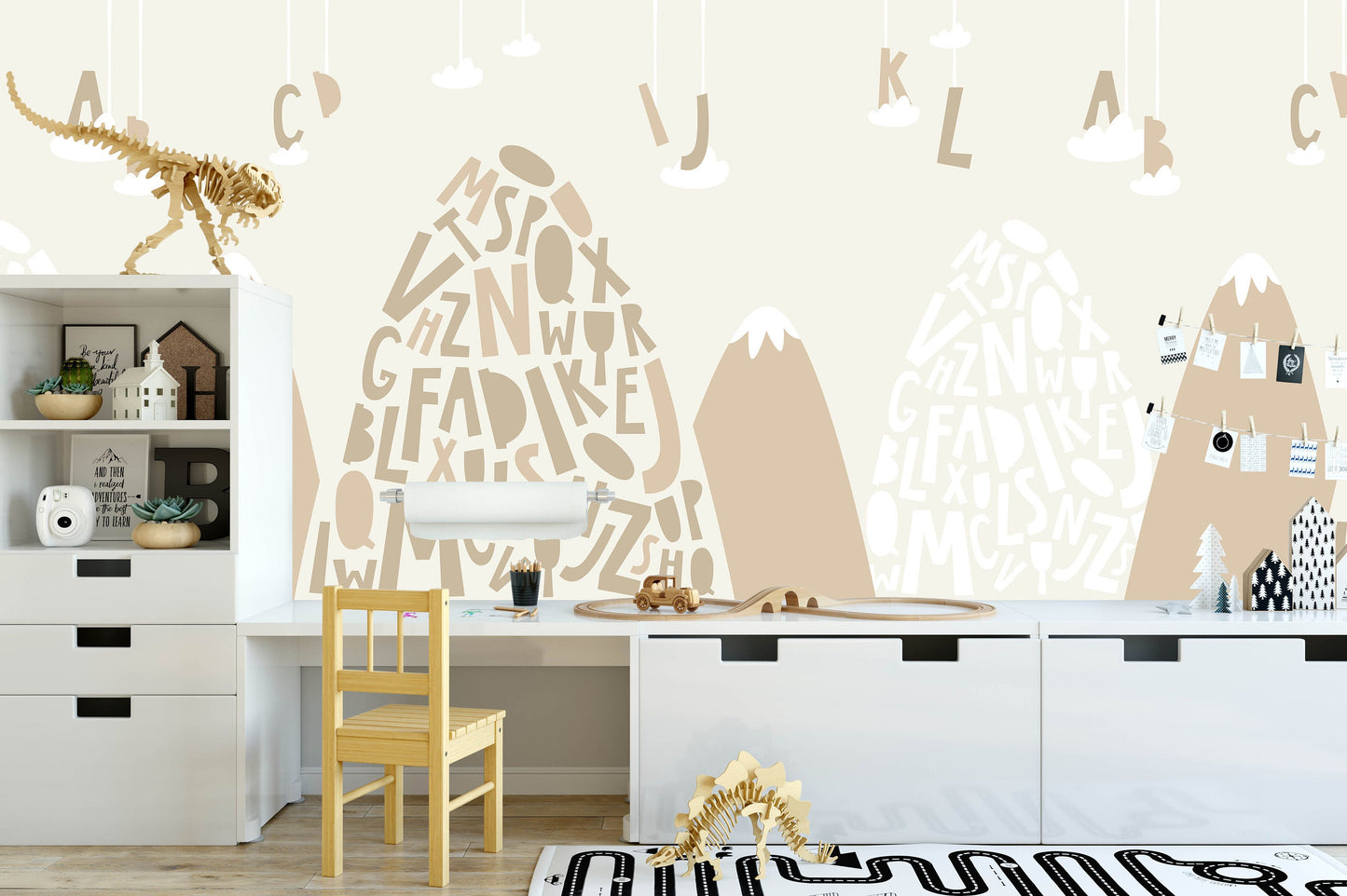Removable Peel and Stick Wallpaper Mountains ABC Letters Nursery Wall Paper Wall Murals, KL0037