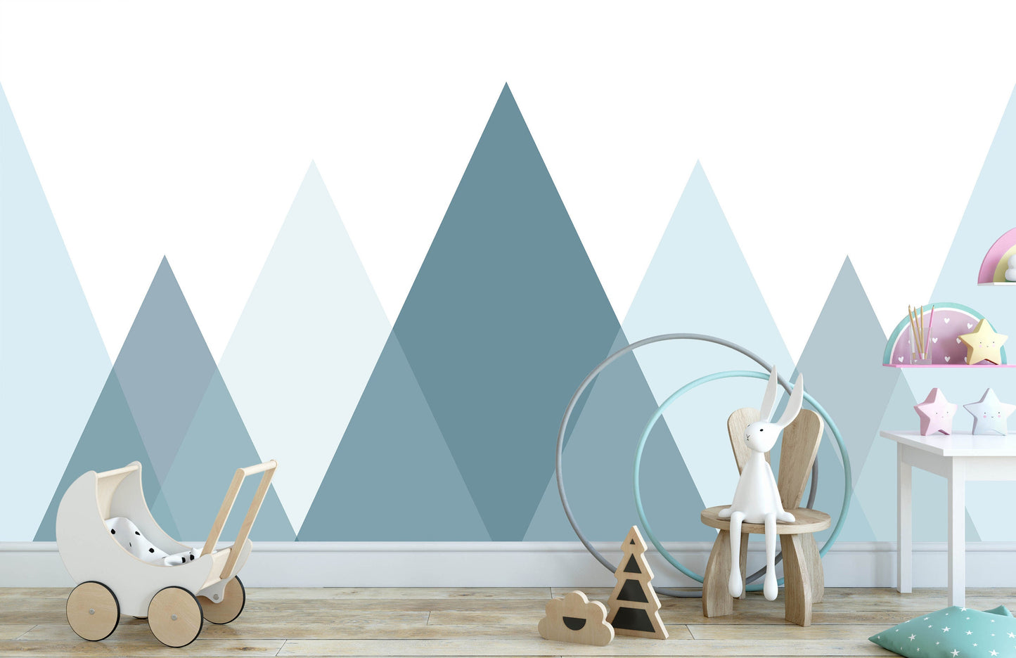 Removable Peel and Stick Wallpaper Mountains Geometric Wall Paper Wall Murals, KL0038