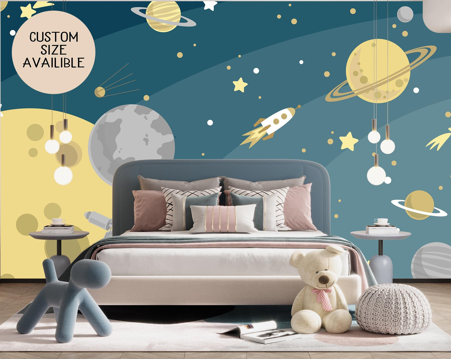 Removable Peel and Stick Wallpaper Cosmos Planet Wall Paper Wall Murals, KL0059