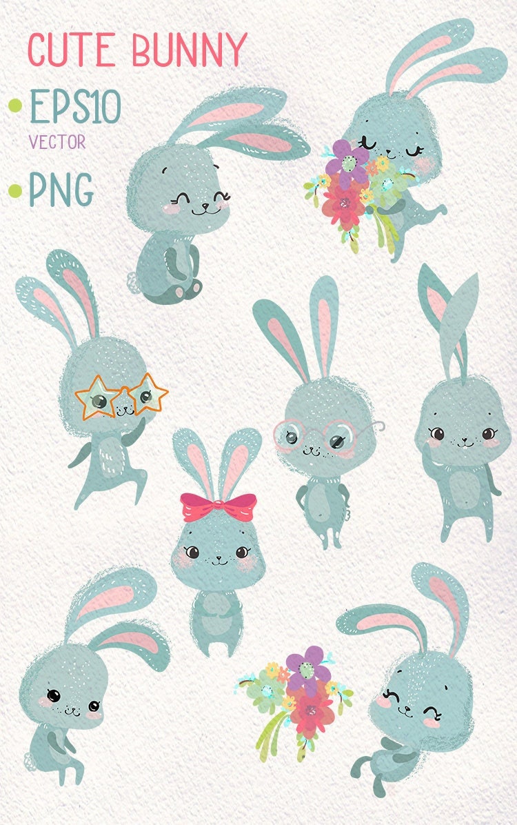 Bunny Rabbit PNG Clipart instant download,Easter commercial use, LF285