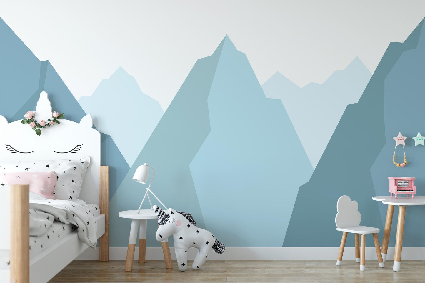 Removable Peel and Stick Wallpaper Mountains Sky Nursery Wall Paper Wall Murals, KL0039