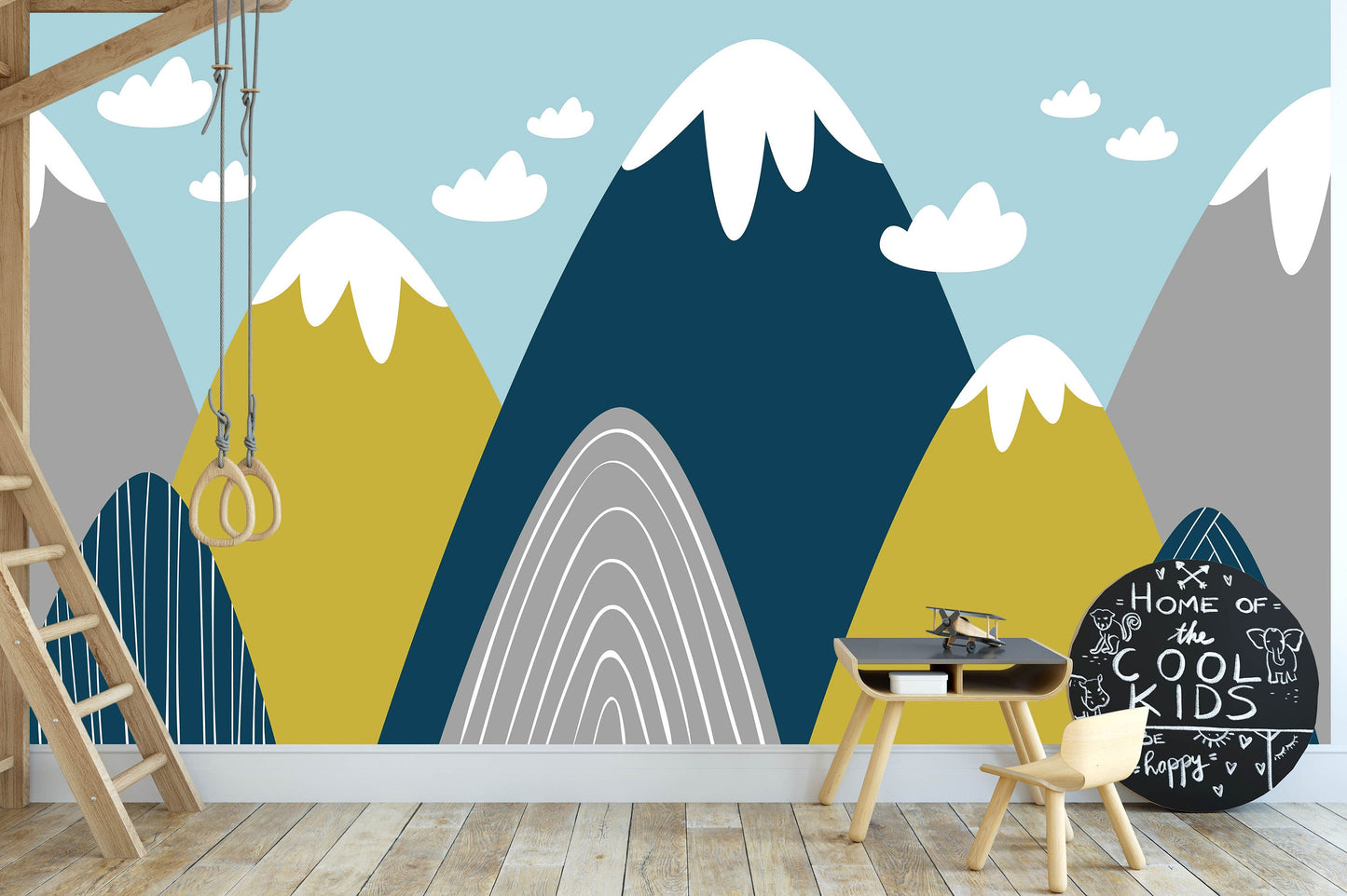 Removable Peel and Stick Wallpaper Mountains Clouds Sky Nursery Wall Paper Wall Murals, KL0044