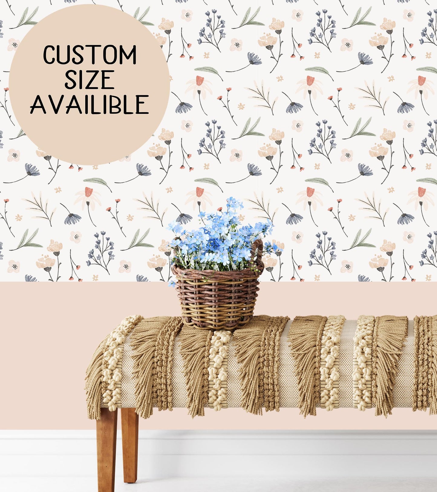 Field Flowers Wallpaper Peel and Stick Wild Floral Mural, KL0060