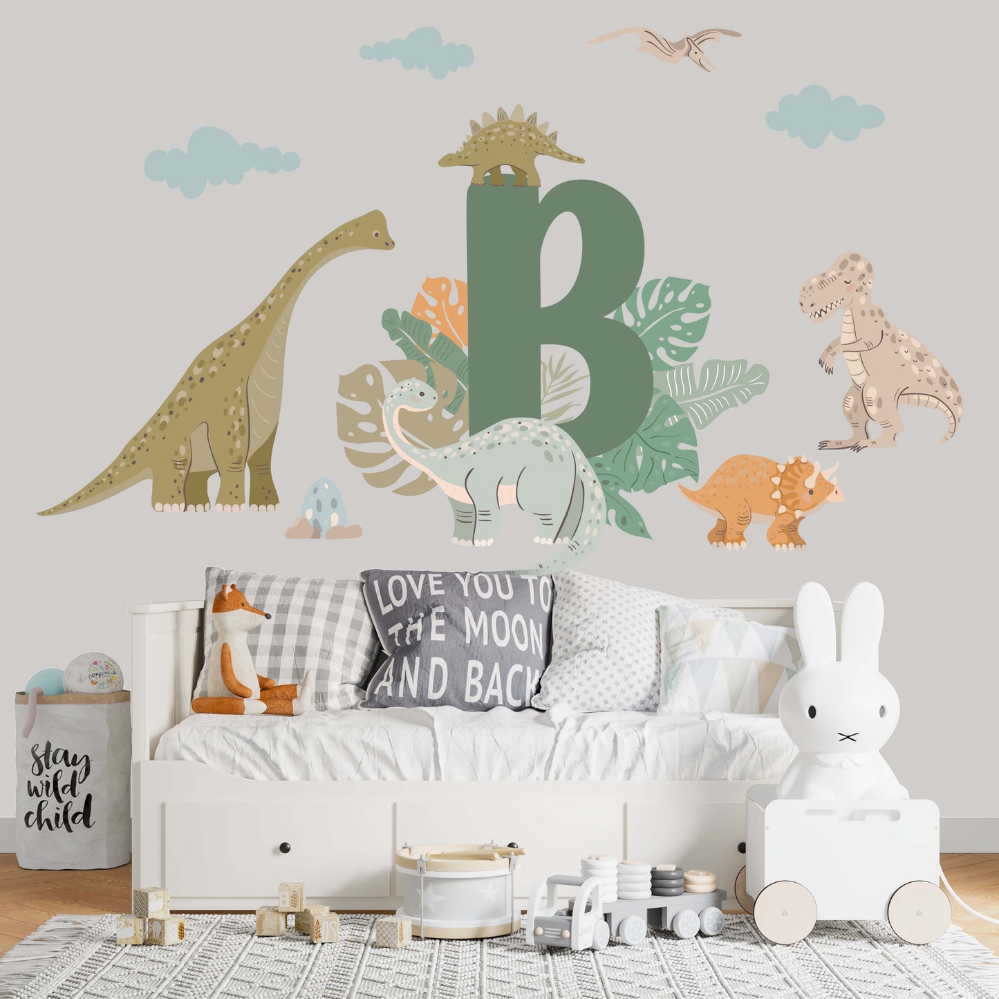 Dinosaur Personalized Wall Decal Custom Letter Name Sticker, COM3