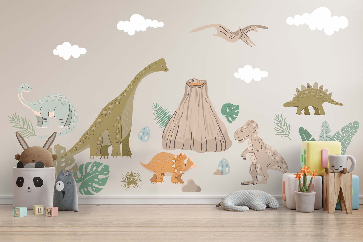 Large Dinosaur Wall Decals Dino Stickers Nursery Peel and Stick, COM1