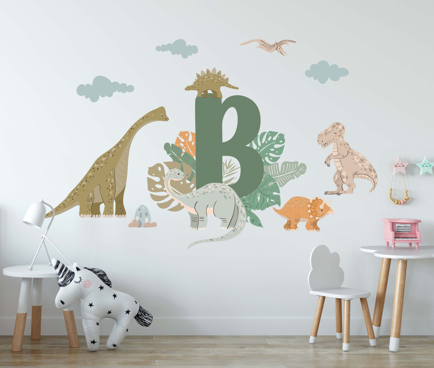 Dinosaur Personalized Wall Decal Custom Letter Name Sticker, COM3