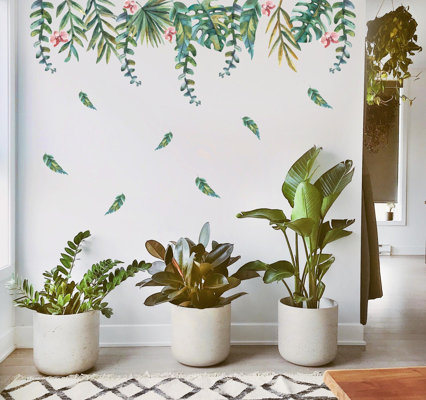 Greenery exotic Wall Decals Tropical plants orchids flowers stickers, KL0080