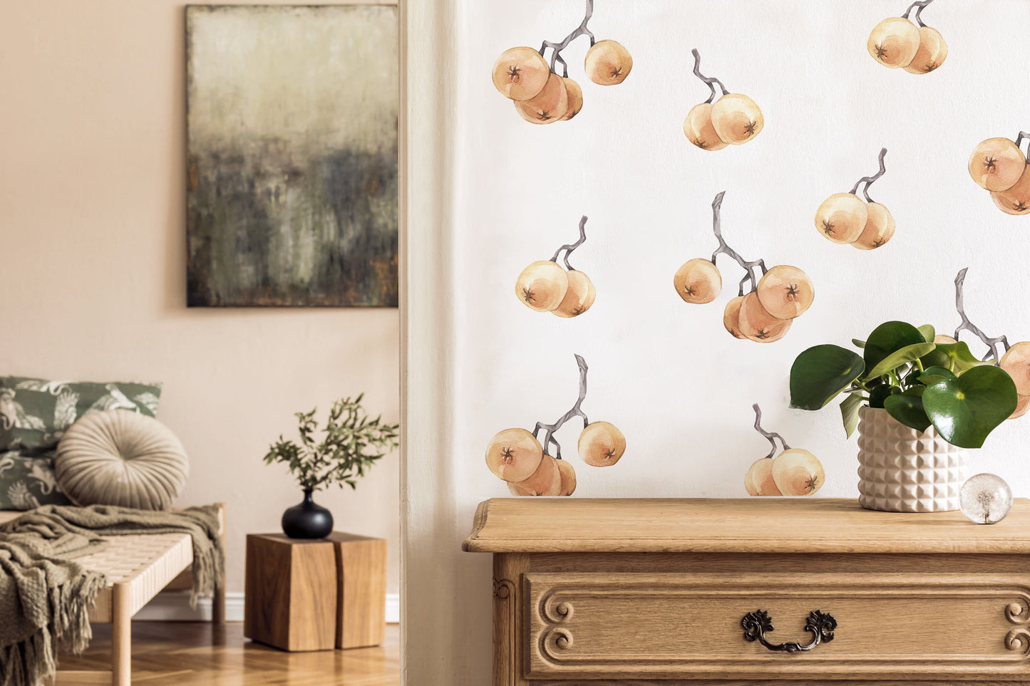 Peaches Wall Decals Fruit Stickers, LF289